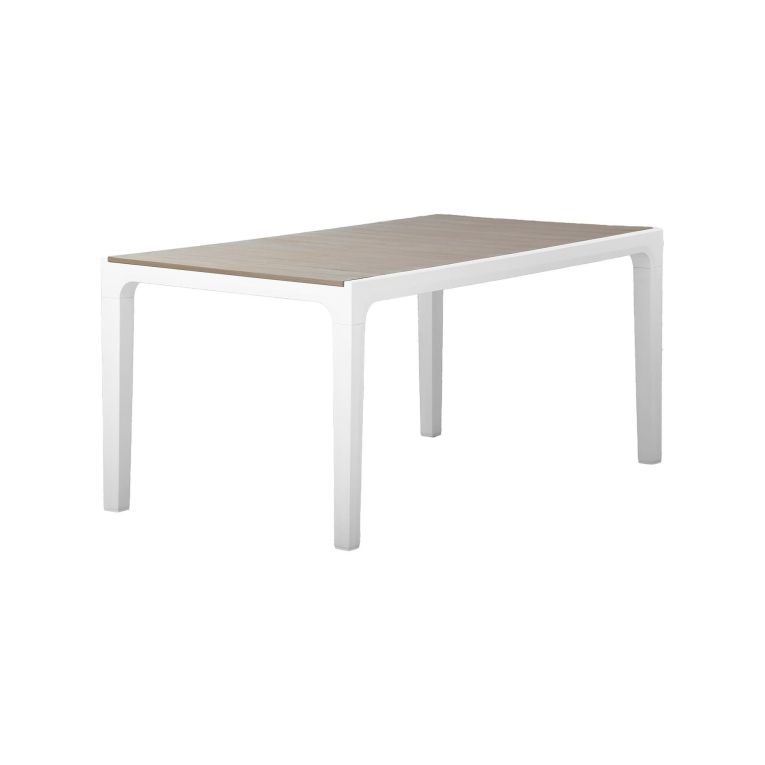 Tavolo da esterno Bisenzio, Base per picnic, Piano da pranzo da giardino, Banco outdoor multiuso, 160x90 h74 cm, Bianco e Tortora