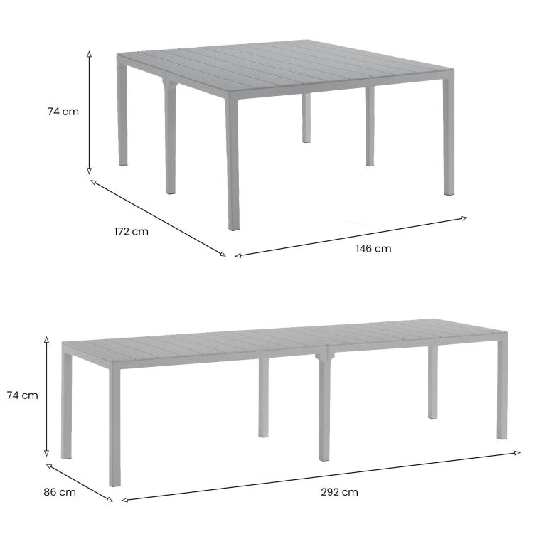 Tavolo da esterno Campana, 292x86 h74 cm, Grigio