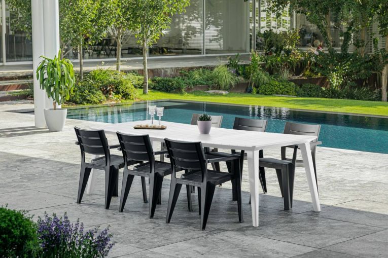 Tavolo da esterno Camrose, 235x98 h74 cm, Bianco