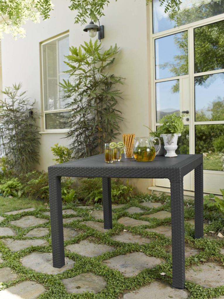 Tavolo da esterno Capri, Base per picnic, Piano da pranzo da giardino, Banco outdoor multiuso, 95x95 h75 cm, Antracite