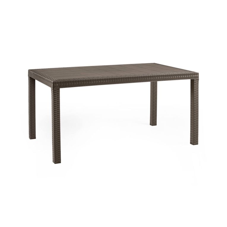 Tavolo da esterno Giove, Tavolo rettangolare da giardino, Tavolo da giardino multiuso effetto rattan, 100% Made in Italy, 150x90h74 cm, Marrone