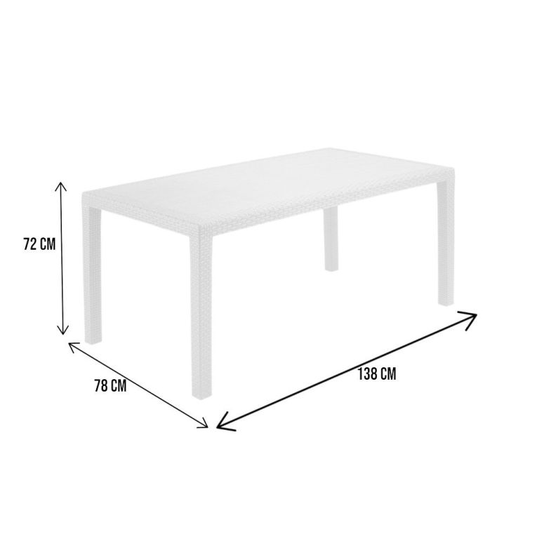 Tavolo da esterno Imola, Tavolo fisso rettangolare, Tavolo da giardino multiuso effetto rattan, 100% Made in Italy, 138x78h72 cm, Bianco