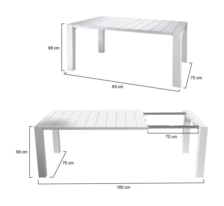 Tavolo da esterno Langsa, 98x75 h90 cm, Bianco