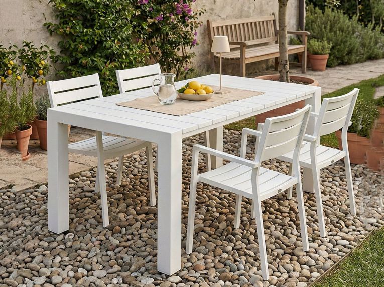 Tavolo da esterno Langsa, 98x75 h90 cm, Bianco