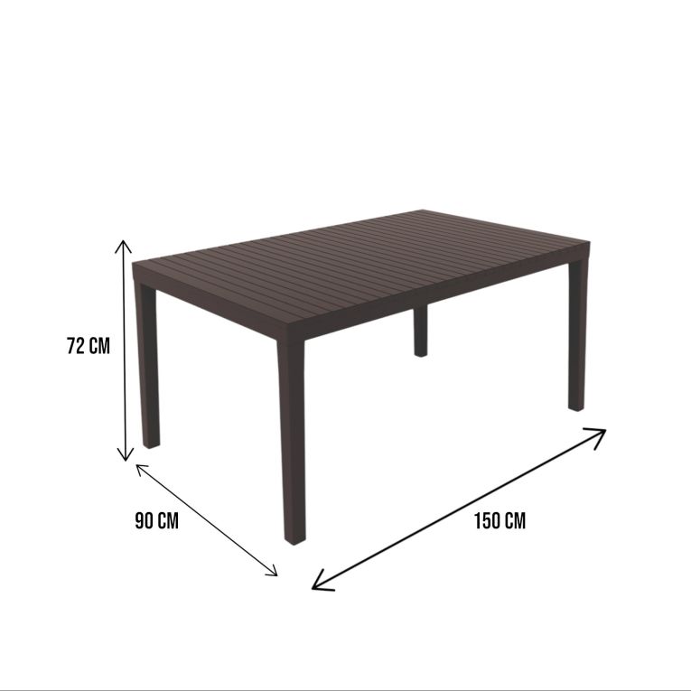Tavolo da esterno Maratea, Tavolo rettangolare da pranzo, Tavolo da giardino multiuso, 100% Made in Italy, 150x90h72 Cm, Antracite