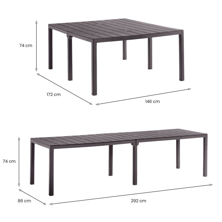 Tavolo da Esterno Marrone 12 Posti Meccanismo Estensione Multiposizione 292x86x74h cm, Impermeabile - Campana