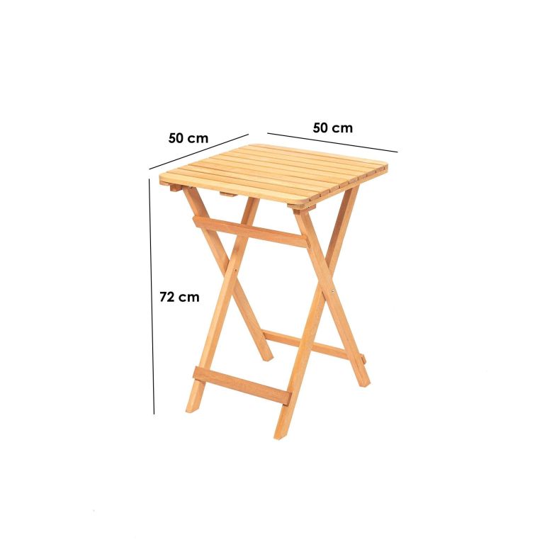 Tavolo da Esterno Marrone 2 Posti Tavolo Tavolino Pieghevole 60x60x72h cm, Finitura Effetto Doghe - Piasco