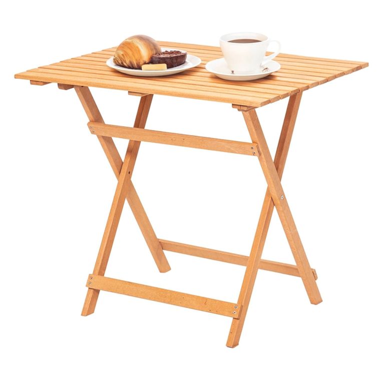 Tavolo da Esterno Marrone 4 Posti Tavolo Tavolino Pieghevole 80x60x72h cm, Finitura Effetto Doghe - Lestizza
