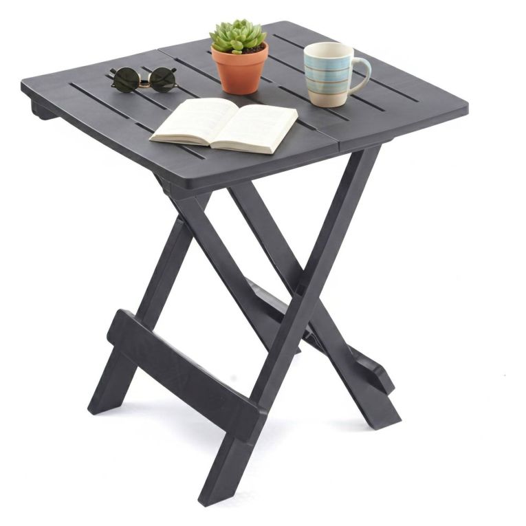 Tavolo da Esterno Nero Antracite 2 Posti Lunghezza Massima 44 cm 44x44x50h cm, Finitura Effetto Liscio Made in Italy - Elpino