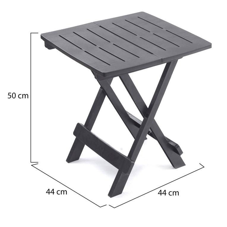 Tavolo da Esterno Nero Antracite 2 Posti Lunghezza Massima 44 cm 44x44x50h cm, Finitura Effetto Liscio Made in Italy - Elpino