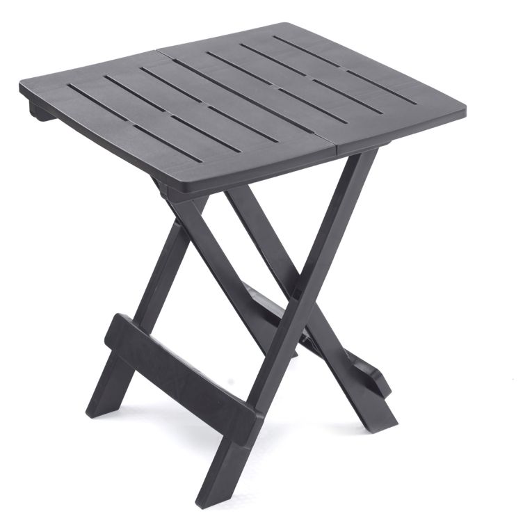 Tavolo da Esterno Nero Antracite 2 Posti Lunghezza Massima 44 cm 44x44x50h cm, Finitura Effetto Liscio Made in Italy - Elpino