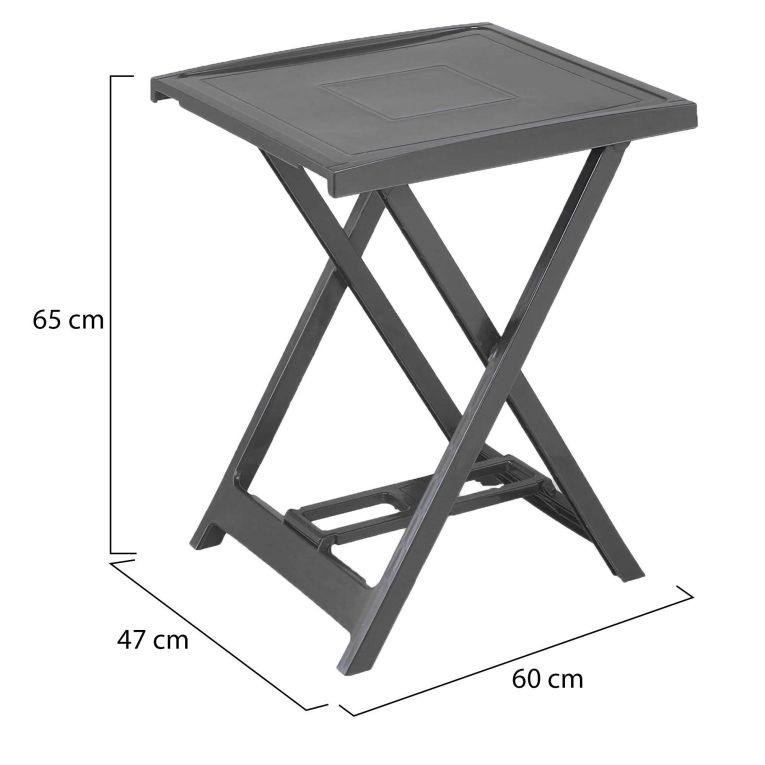 Tavolo da Esterno Nero Antracite 2 Posti Lunghezza Massima 50 cm 60x47x65h cm, Finitura Effetto Liscio Made in Italy - Ohatchee