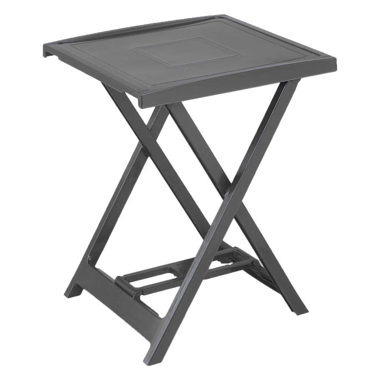 Tavolo da Esterno Nero Antracite 2 Posti Lunghezza Massima 50 cm 60x47x65h cm, Finitura Effetto Liscio Made in Italy - Ohatchee