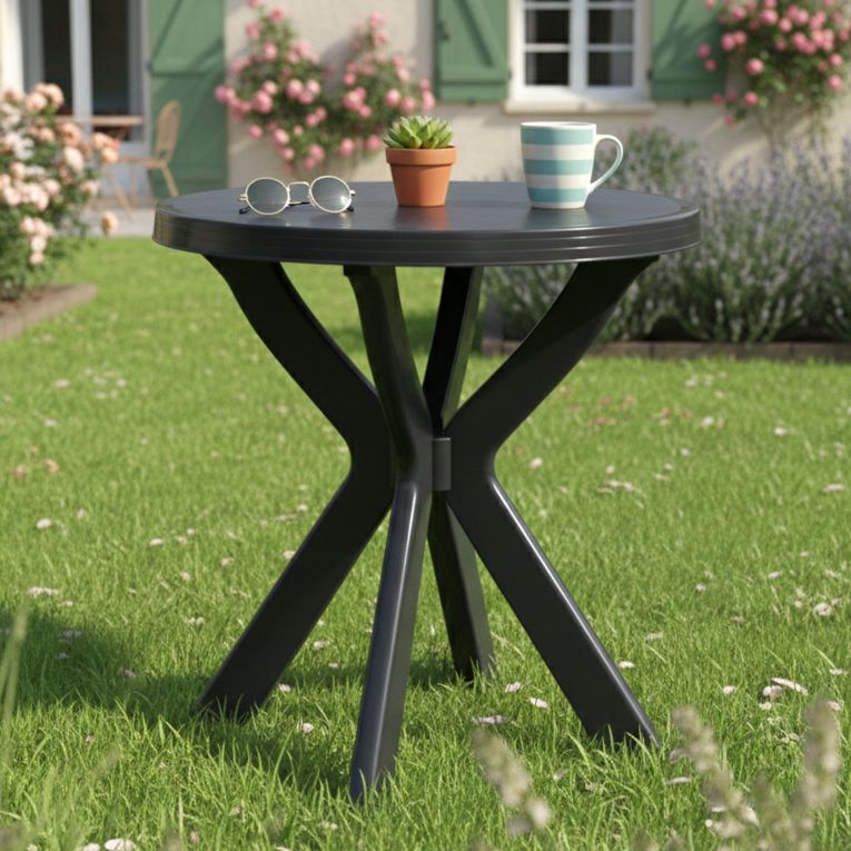 Tavolo da Esterno Nero Antracite 2 Posti Lunghezza Massima 70 cm 70x70x72h cm, Finitura Effetto Liscio Made in Italy - Lorwood