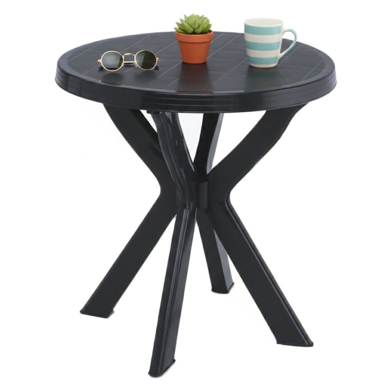 Tavolo da Esterno Nero Antracite 2 Posti Lunghezza Massima 70 cm 70x70x72h cm, Finitura Effetto Liscio Made in Italy - Lorwood