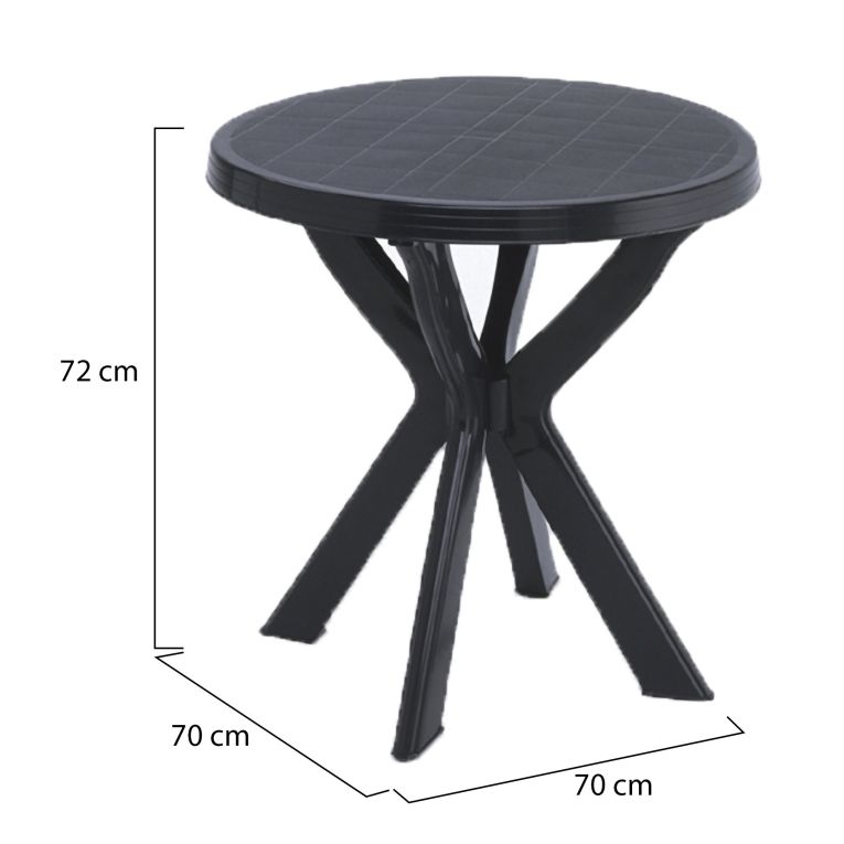 Tavolo da Esterno Nero Antracite 2 Posti Lunghezza Massima 70 cm 70x70x72h cm, Finitura Effetto Liscio Made in Italy - Lorwood