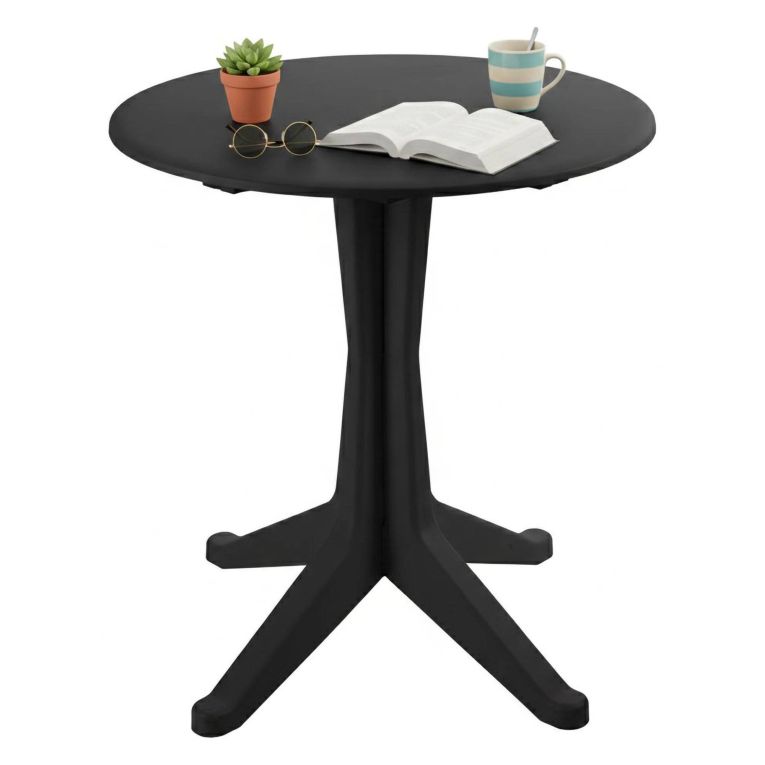 Tavolo da Esterno Nero Antracite 2 Posti Lunghezza Massima 70 cm 70x70x72h cm, Finitura Effetto Liscio Made in Italy - Trimble