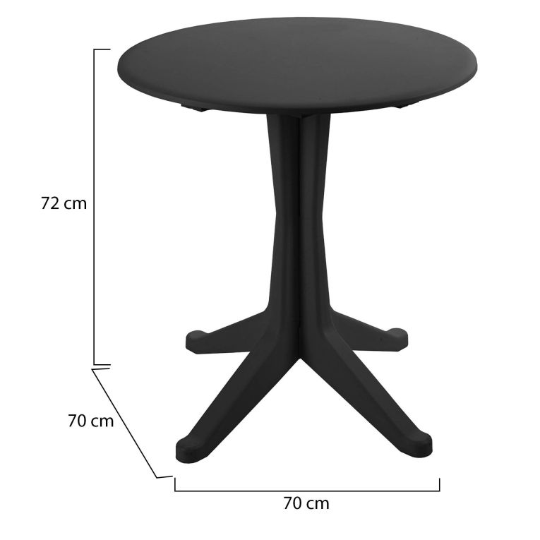 Tavolo da Esterno Nero Antracite 2 Posti Lunghezza Massima 70 cm 70x70x72h cm, Finitura Effetto Liscio Made in Italy - Trimble