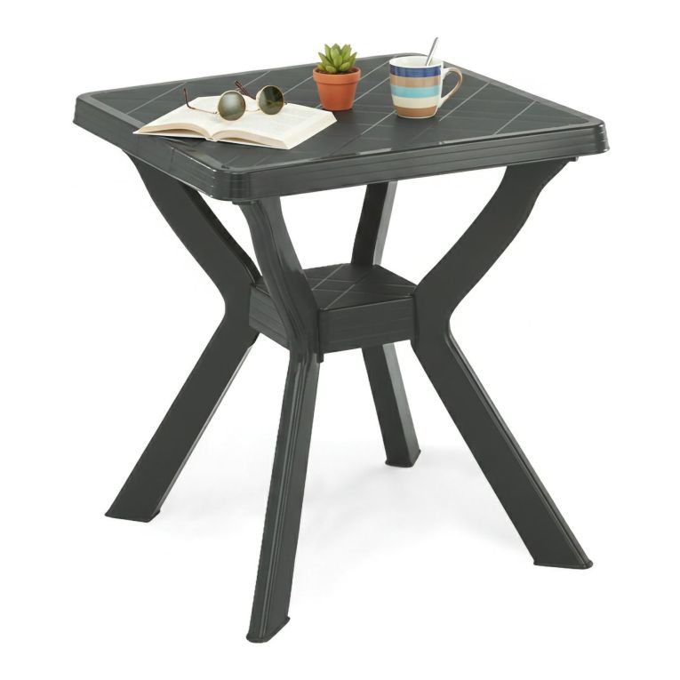 Tavolo da Esterno Nero Antracite 4 Posti Lunghezza Massima 70 cm 70x70x72h cm, Finitura Effetto Quadrettato Made in Italy - Straven