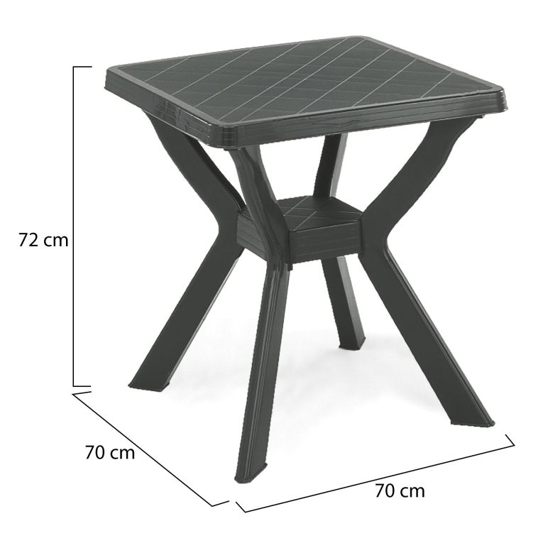 Tavolo da Esterno Nero Antracite 4 Posti Lunghezza Massima 70 cm 70x70x72h cm, Finitura Effetto Quadrettato Made in Italy - Straven