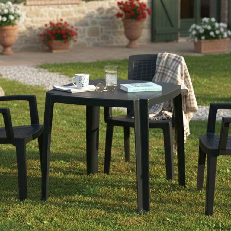 Tavolo da Esterno Nero Antracite 4 Posti Lunghezza Massima 75 cm 75x75x72h cm, Finitura Effetto Liscio Made in Italy - Smithport