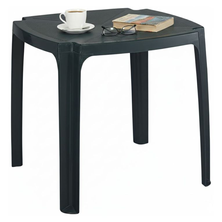 Tavolo da Esterno Nero Antracite 4 Posti Lunghezza Massima 75 cm 75x75x72h cm, Finitura Effetto Liscio Made in Italy - Smithport