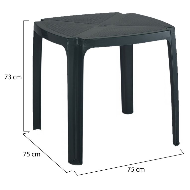 Tavolo da Esterno Nero Antracite 4 Posti Lunghezza Massima 75 cm 75x75x72h cm, Finitura Effetto Liscio Made in Italy - Smithport