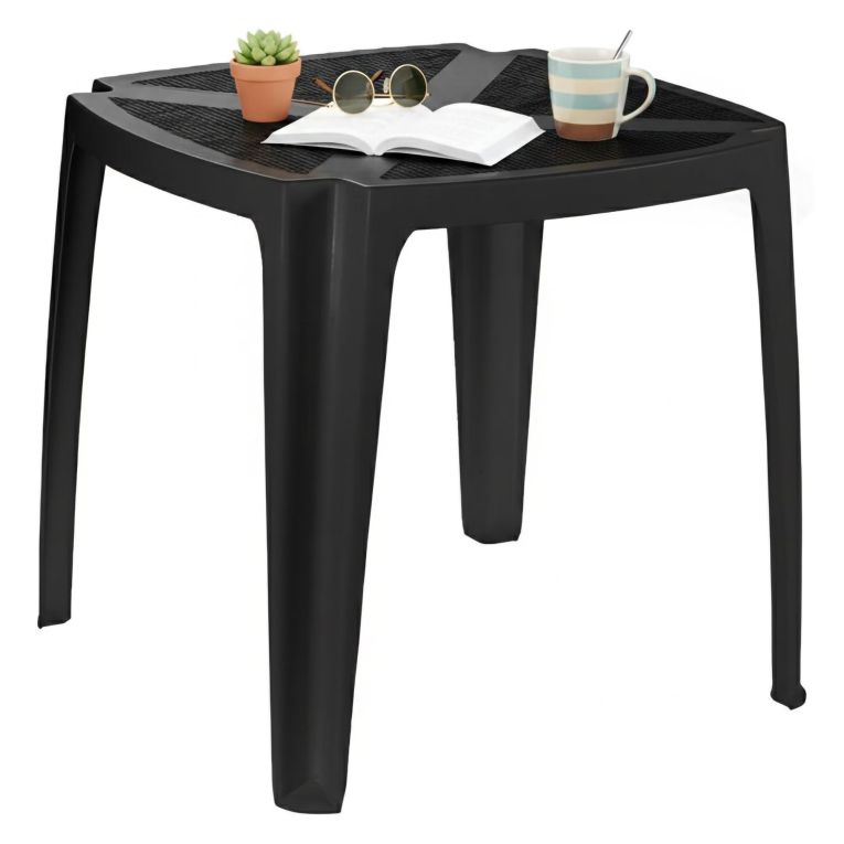 Tavolo da Esterno Nero Antracite 4 Posti Lunghezza Massima 75 cm 75x75x72h cm, Finitura Effetto Rattan Made in Italy - Stillions