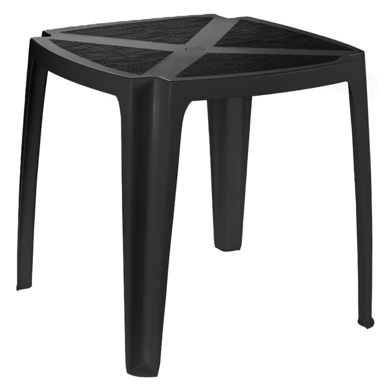 Tavolo da Esterno Nero Antracite 4 Posti Lunghezza Massima 75 cm 75x75x72h cm, Finitura Effetto Rattan Made in Italy - Stillions