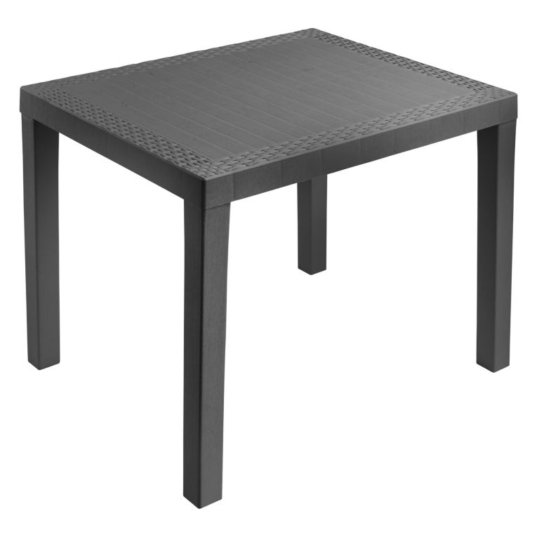 Tavolo da Esterno Nero Antracite 4 Posti Lunghezza Massima 78 cm 78x65x72h cm, Finitura Effetto Rattan Made in Italy - Cobbtown