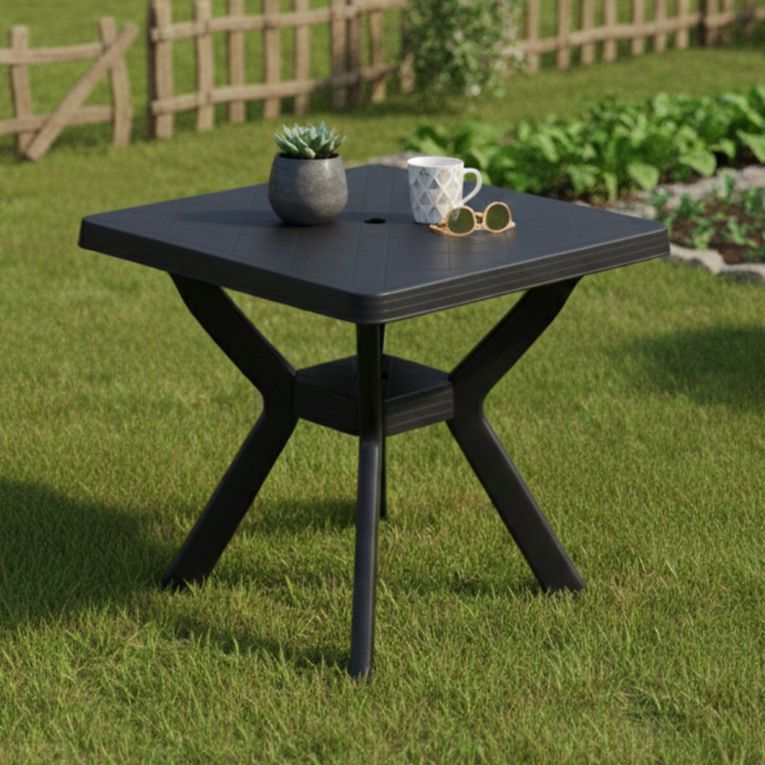Tavolo da Esterno Nero Antracite 4 Posti Lunghezza Massima 79 cm 79x79x72h cm, Finitura Effetto Liscio Made in Italy - Normandy