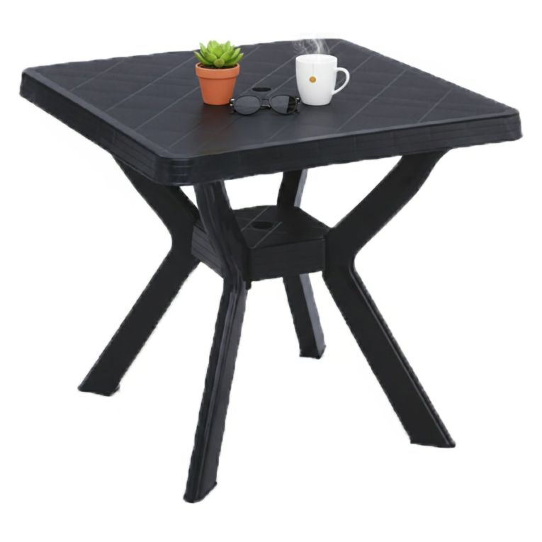 Tavolo da Esterno Nero Antracite 4 Posti Lunghezza Massima 79 cm 79x79x72h cm, Finitura Effetto Liscio Made in Italy - Normandy