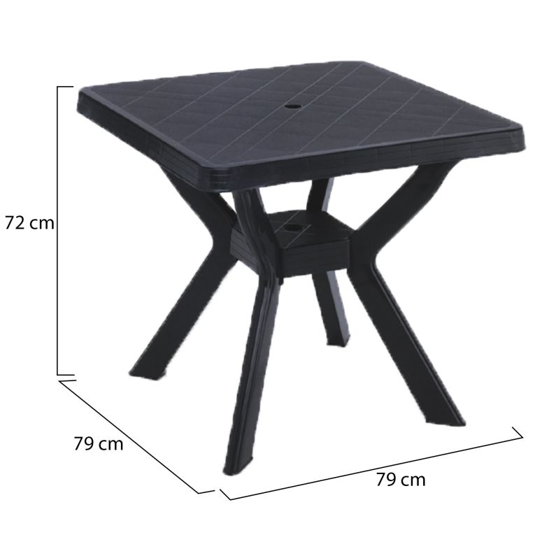 Tavolo da Esterno Nero Antracite 4 Posti Lunghezza Massima 79 cm 79x79x72h cm, Finitura Effetto Liscio Made in Italy - Normandy