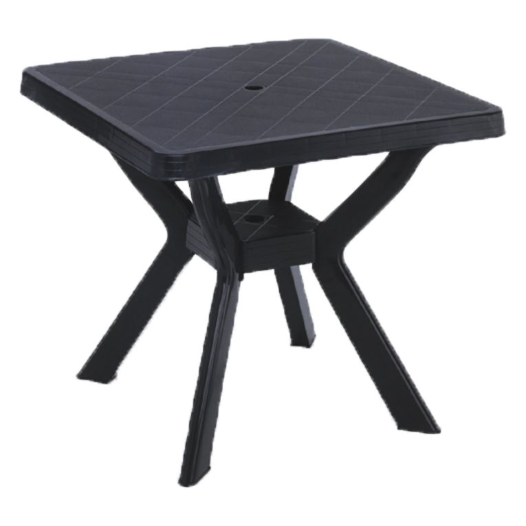 Tavolo da Esterno Nero Antracite 4 Posti Lunghezza Massima 79 cm 79x79x72h cm, Finitura Effetto Liscio Made in Italy - Normandy