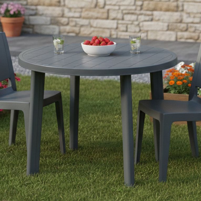 Tavolo da Esterno Nero Antracite 4 Posti Lunghezza Massima 90 cm 90x90x72h cm, Finitura Effetto Quadrettato Made in Italy - Brooksdale