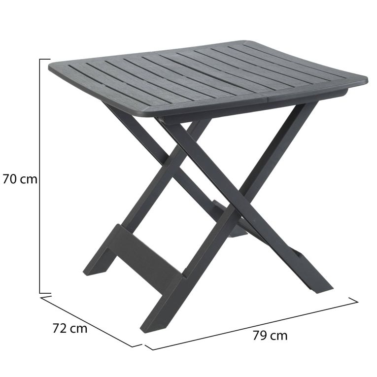 Tavolo da Esterno Nero Antracite 4 Posti Pieghevole 79x72x70h cm, Tavolo Tavolo Pieghevole Rettangolare Made in Italy - Ruthton