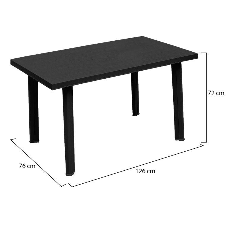 Tavolo da Esterno Nero Antracite 6 Posti Lunghezza Massima 126 cm 126x76x72h cm, Finitura Effetto Liscio Made in Italy - Ozello