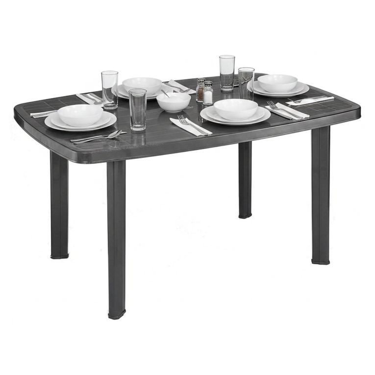 Tavolo da Esterno Nero Antracite 6 Posti Lunghezza Massima 137 cm 137x85x72h cm, Finitura Effetto Liscio Made in Italy - Greggs
