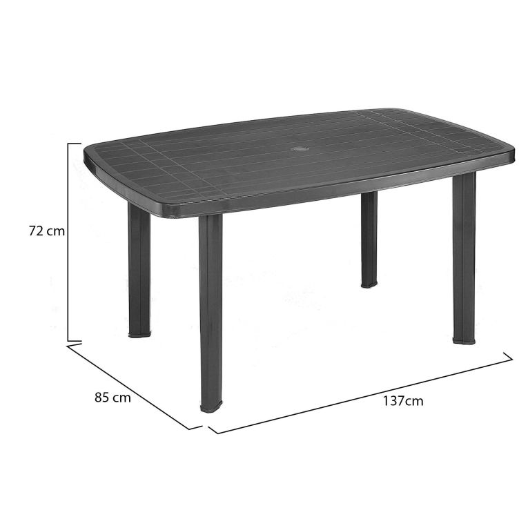 Tavolo da Esterno Nero Antracite 6 Posti Lunghezza Massima 137 cm 137x85x72h cm, Finitura Effetto Liscio Made in Italy - Greggs
