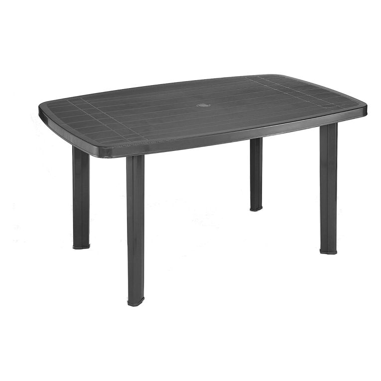 Tavolo da Esterno Nero Antracite 6 Posti Lunghezza Massima 137 cm 137x85x72h cm, Finitura Effetto Liscio Made in Italy - Greggs