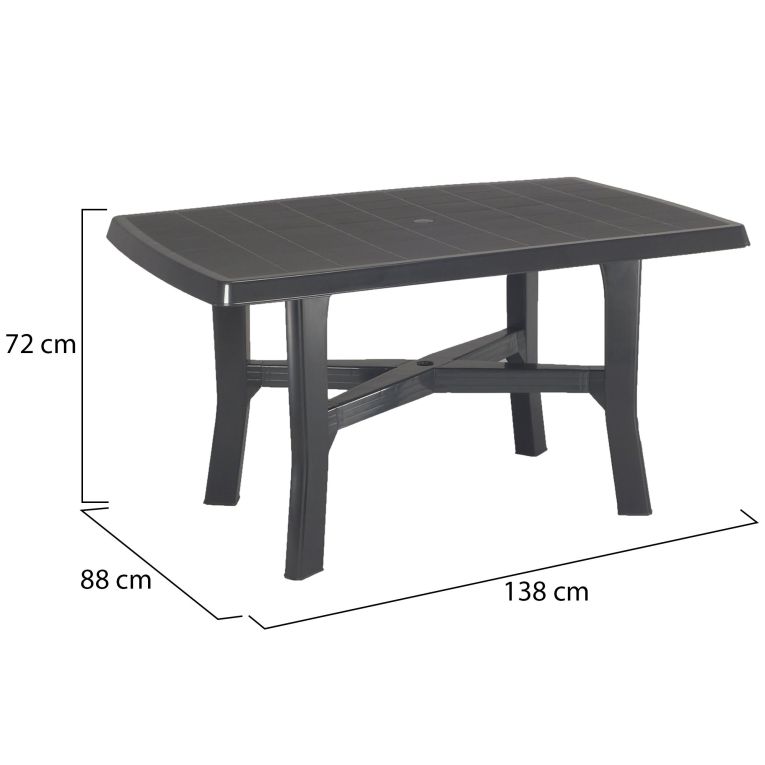 Tavolo da Esterno Nero Antracite 6 Posti Lunghezza Massima 138 cm 138x88x72h cm, Finitura Effetto Quadrettato Made in Italy - Raspberry