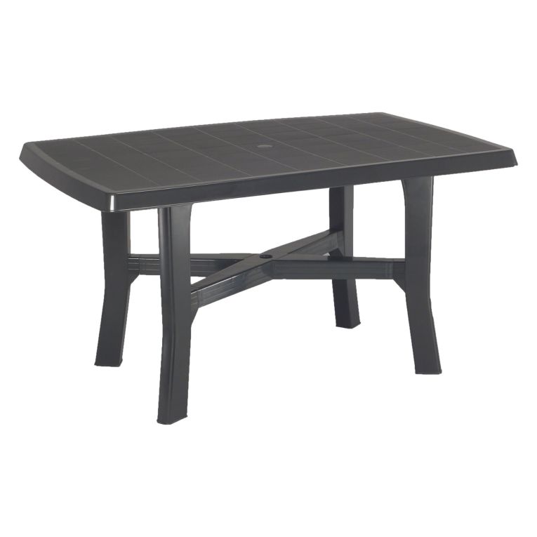Tavolo da Esterno Nero Antracite 6 Posti Lunghezza Massima 138 cm 138x88x72h cm, Finitura Effetto Quadrettato Made in Italy - Raspberry
