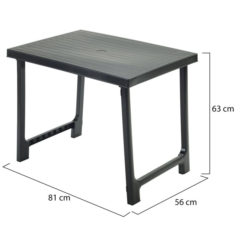 Tavolo da Esterno Nero Antracite 6 Posti Lunghezza Massima 81 cm 81x56x63h cm, Finitura Effetto Rigato Made in Italy - Beechwood