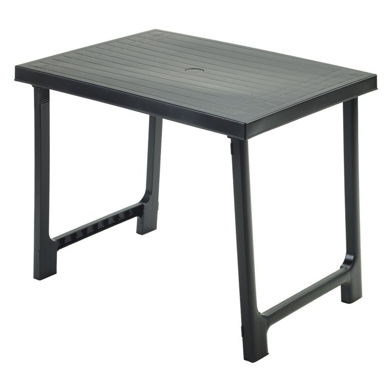 Tavolo da Esterno Nero Antracite 6 Posti Lunghezza Massima 81 cm 81x56x63h cm, Finitura Effetto Rigato Made in Italy - Beechwood