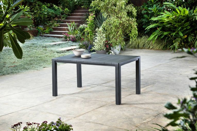Tavolo da esterno Quiliano, Base per picnic, Piano da pranzo da giardino, Banco outdoor multiuso, 147x90 h75 cm, Antracite