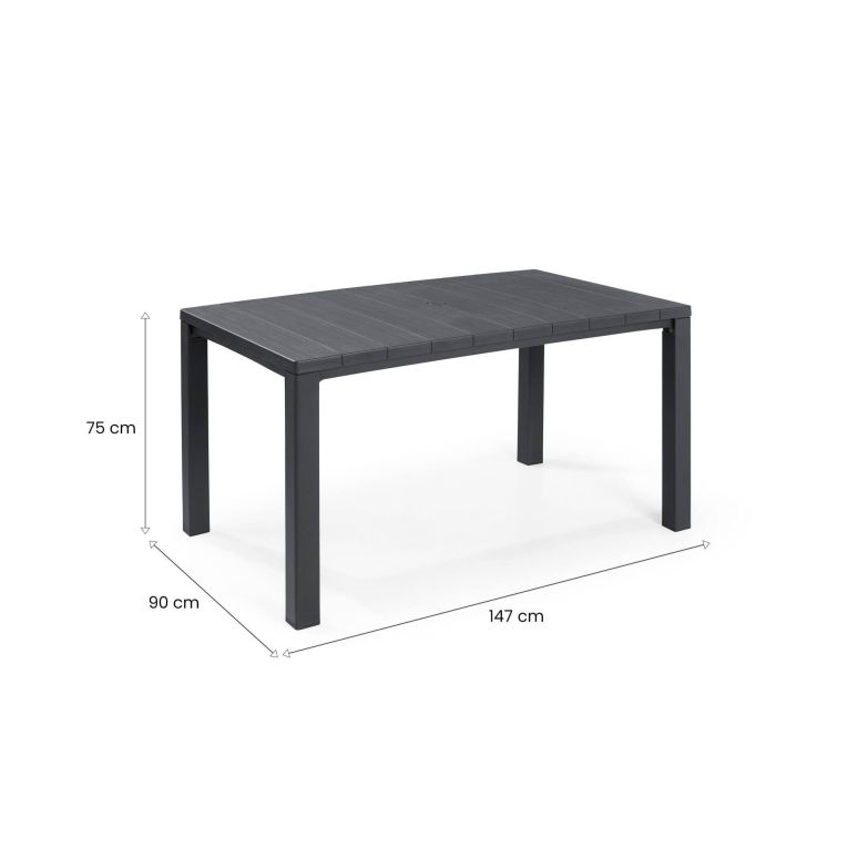 Tavolo da esterno Quiliano, Base per picnic, Piano da pranzo da giardino, Banco outdoor multiuso, 147x90 h75 cm, Antracite