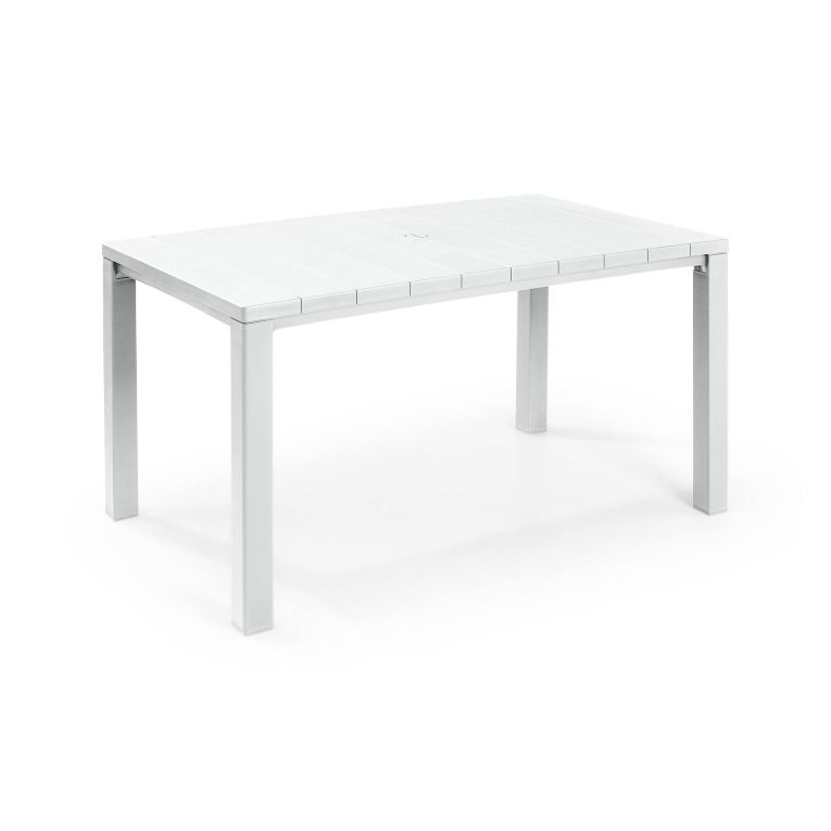 Tavolo da esterno Quiliano, Base per picnic, Piano da pranzo da giardino, Banco outdoor multiuso, 147x90 h75 cm, Bianco
