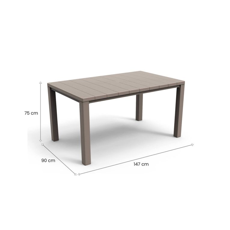 Tavolo da esterno Quiliano, Base per picnic, Piano da pranzo da giardino, Banco outdoor multiuso, 147x90 h75 cm, Tortora