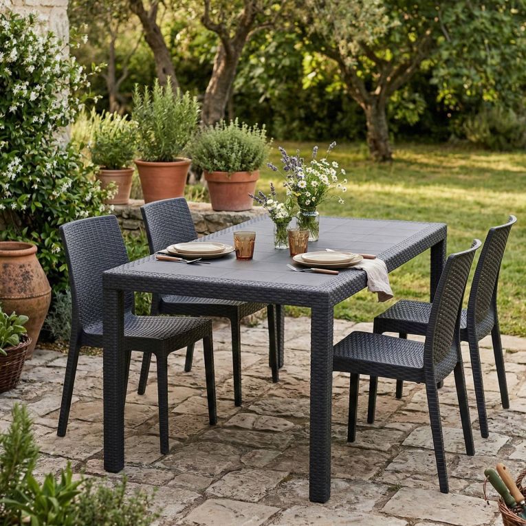 Tavolo da esterno resistente 10 posti 150x90cm antracite - Ariana