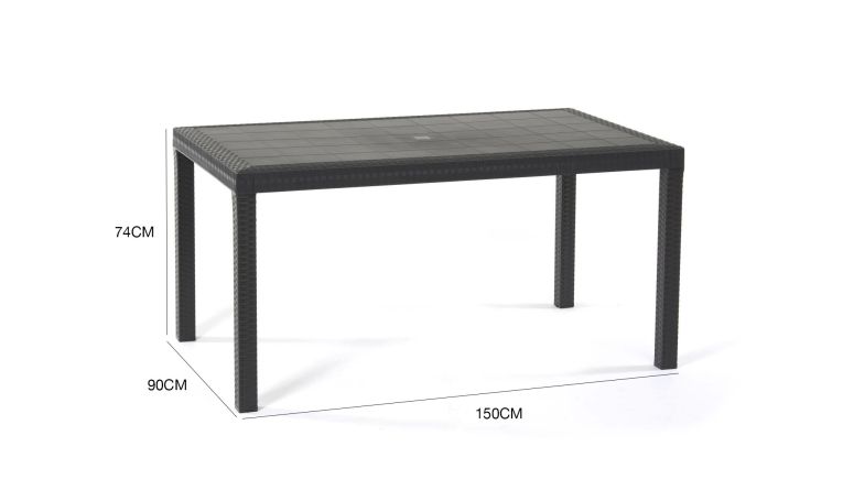 Tavolo da esterno rettangolare 10 posti 150x90cm antracite - Adila